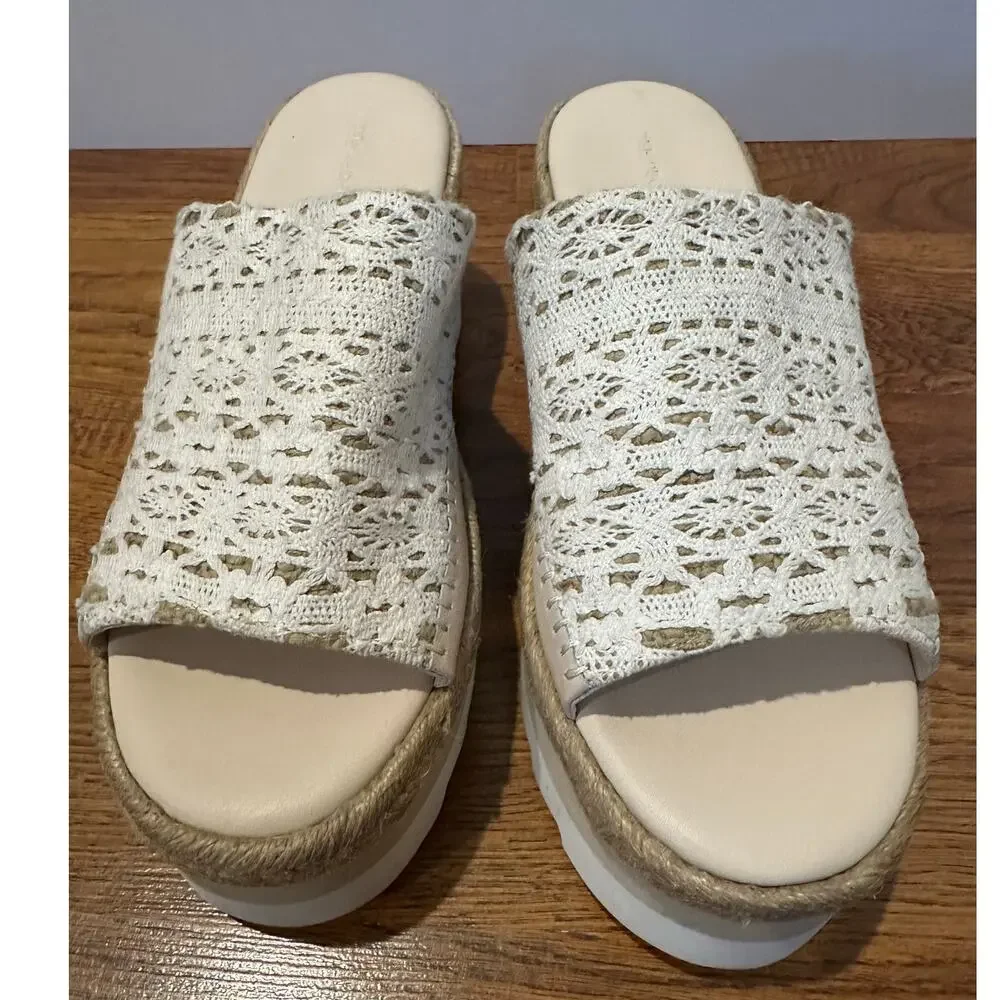 Free People Santorini Espadrille Platform Sandals Cream Size 7.5 Boho Chic